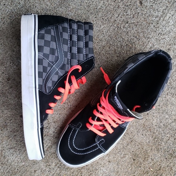 Vans Shoes | Vans Checkered Gray Sk8hi High Top Sneakers 95 | Poshmark